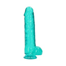RealRock Crystal Clear Realistic 10 in. Dildo With Balls and Suction Cup Turquoise-1