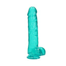 RealRock Crystal Clear Realistic 10 in. Dildo With Balls and Suction Cup Turquoise-2