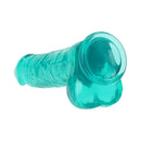 RealRock Crystal Clear Realistic 10 in. Dildo With Balls and Suction Cup Turquoise-4