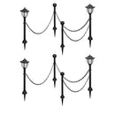 vidaXL 2/4x Chain Fence with Solar Lights Two LED Lamps Two Poles Outdoor Patio