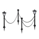vidaXL 2/4x Chain Fence with Solar Lights Two LED Lamps Two Poles Outdoor Patio