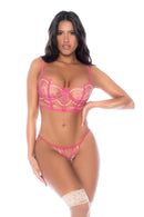 Lace-Up Balconette Bra & Thong Set Mapale Petal Kiss
