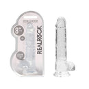 RealRock Crystal Clear Realistic 8 in. Dildo With Balls and Suction Cup Clear-0