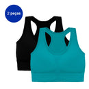 2 Peças, Sutiã esportivo sem costura, Push up respirável à prova de choque feminino cropped top, Sutiã esportivo, Roupa íntima