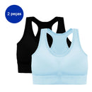 2 Peças, Sutiã esportivo sem costura, Push up respirável à prova de choque feminino cropped top, Sutiã esportivo, Roupa íntima