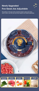 Processador Alimentos Elétrico 5L Aço Inox 304 - Moedor Carne Triturador Vegetal Multifuncional