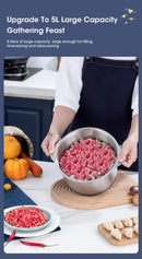 Processador Alimentos Elétrico 5L Aço Inox 304 - Moedor Carne Triturador Vegetal Multifuncional