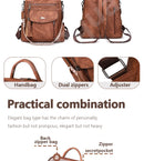 Mochila Feminina Couro PU 2025 Impermeável Anti-Roubo