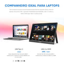 [produto no brasil] NOVO ARZOPA 15.6 inch Monitor Portátil FHD 1080P IPS USB-C Mini-HDMI Segunda Tela Externa para Mac Laptop PC Switch Xbox PS4/5 Xbox com suporte embutido
