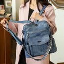 Mochila Feminina Couro PU 2025 Impermeável Anti-Roubo