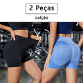 2 Peças, Calças Femininas de Ioga Com Controle de Barriga E bumbum, Cintura Alta, Leggings de Corrida, Shorts de Treino